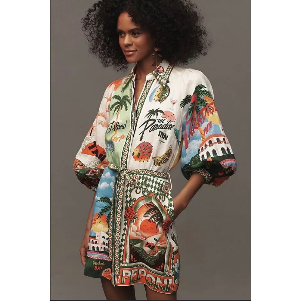 Alemais Multicolor Tropical Print Mini Dress